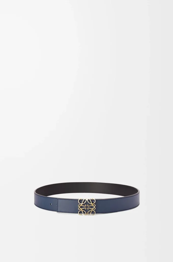 Cintura reversibile Anagram in pelle di vitello liscia Nero/Oceano/Oro Cintura reversibile Anagram in pelle di vitello liscia Nero/Oceano/Oro