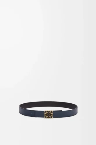 Cintura reversibile Anagram in pelle di vitello liscia Nero/Oceano/Oro