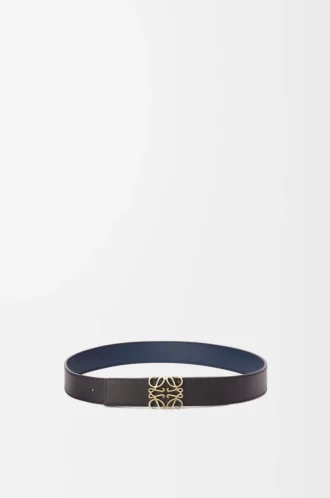 Cintura reversibile Anagram in pelle di vitello liscia Nero/Oceano/Oro