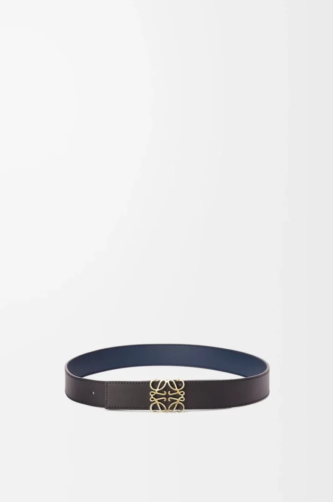 Cintura reversibile Anagram in pelle di vitello liscia Nero/Oceano/Oro Cintura reversibile Anagram in pelle di vitello liscia Nero/Oceano/Oro