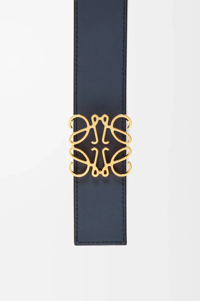 Cintura reversibile Anagram in pelle di vitello liscia Nero/Oceano/Oro Cintura reversibile Anagram in pelle di vitello liscia Nero/Oceano/Oro