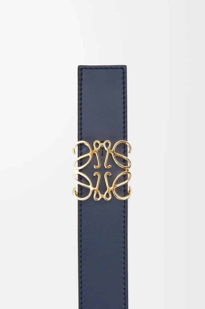 Cintura reversibile Anagram in pelle di vitello liscia Nero/Oceano/Oro Cintura reversibile Anagram in pelle di vitello liscia Nero/Oceano/Oro