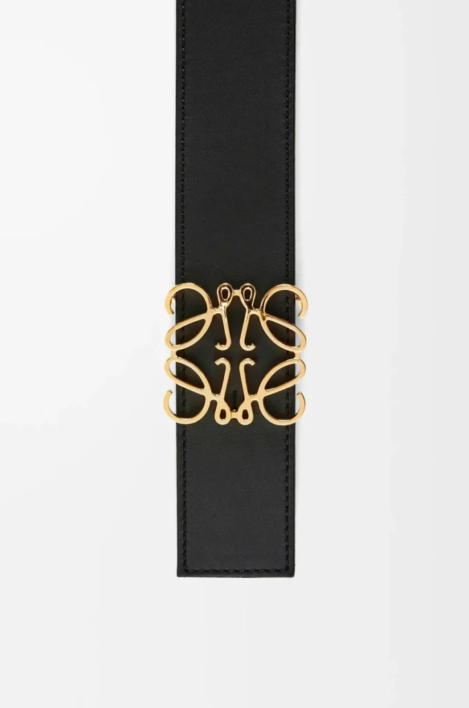 Cintura reversibile Anagram in pelle di vitello liscia Nero/Oceano/Oro Cintura reversibile Anagram in pelle di vitello liscia Nero/Oceano/Oro