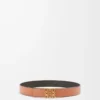 Cintura reversibile Anagram in pelle di vitello liscia Tan/Nero/Oro