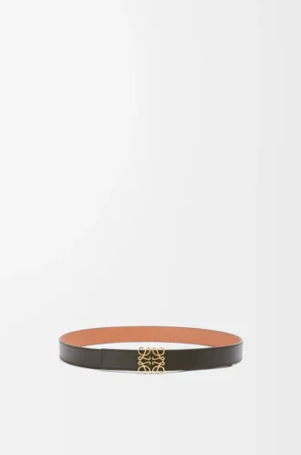 Cintura reversibile Anagram in pelle di vitello liscia Tan/Nero/Oro