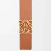 Cintura reversibile Anagram in pelle di vitello liscia Tan/Nero/Oro