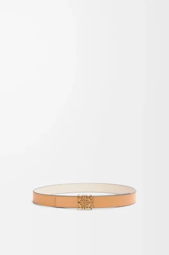 Cintura reversibile Anagram in pelle di vitello liscia Warm Desert/Light Oat/Bronze