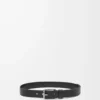 Cintura Roller Curve in morbida pelle di vitello martellata Nero/Vintage Palladium