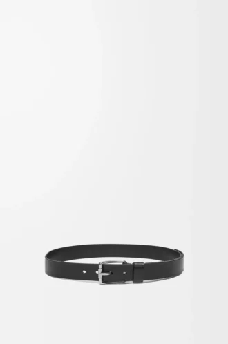 Cintura Roller Curve in morbida pelle di vitello martellata Nero/Vintage Palladium