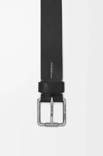 Cintura Roller Curve in pelle di vitello conciata al vegetale Nero/Vintage Palladium