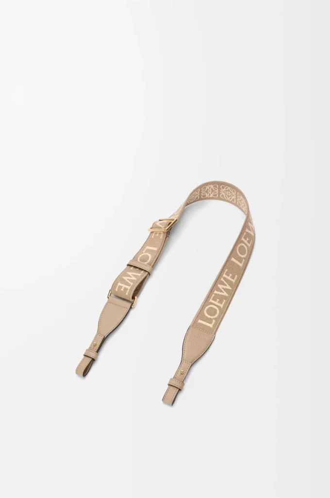 Cinturino ad anello Anagram in jacquard e pelle di vitello Sand