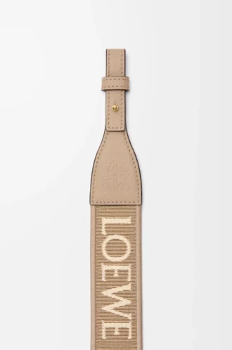 Cinturino ad anello Anagram in jacquard e pelle di vitello Sand