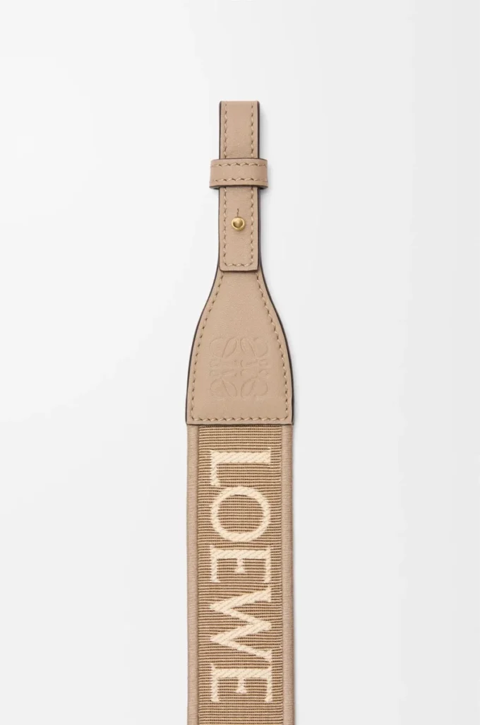 Cinturino ad anello Anagram in jacquard e pelle di vitello Sand