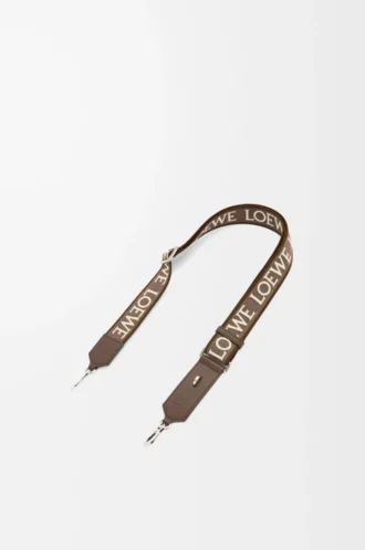 Cinturino Anagram in jacquard e pelle di vitello Dark Cigar
