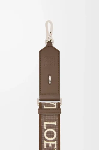 Cinturino Anagram in jacquard e pelle di vitello Dark Cigar