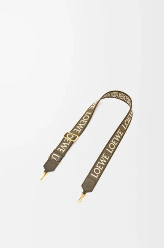 Cinturino Anagram in jacquard e pelle di vitello Dark Khaki
