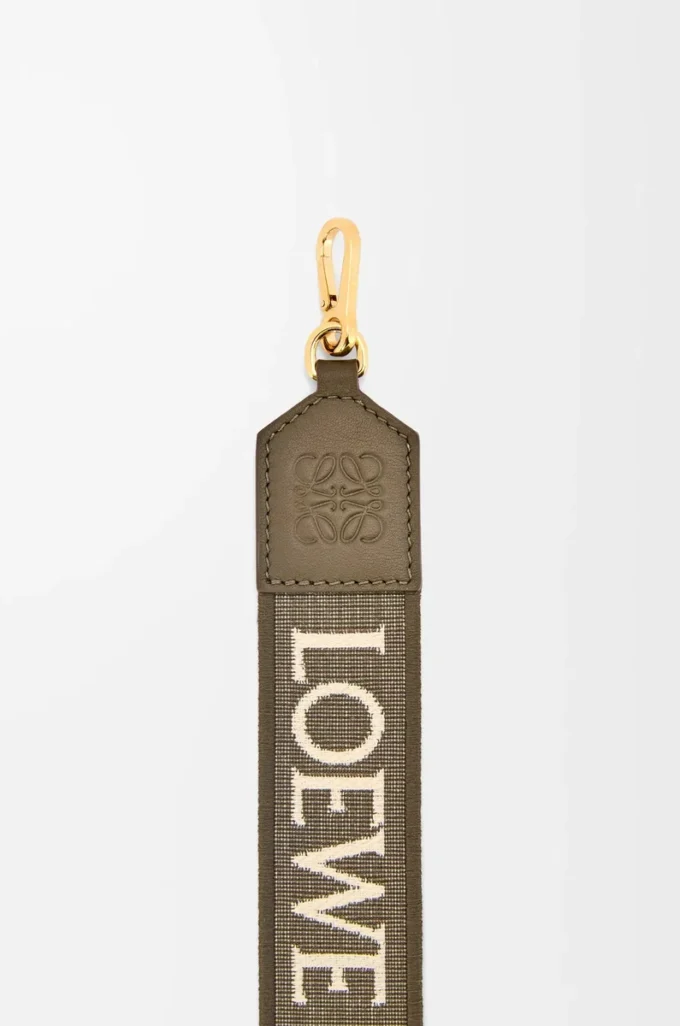 Cinturino Anagram in jacquard e pelle di vitello Dark Khaki