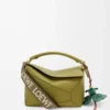 Cinturino Anagram in jacquard e pelle di vitello Dark Khaki