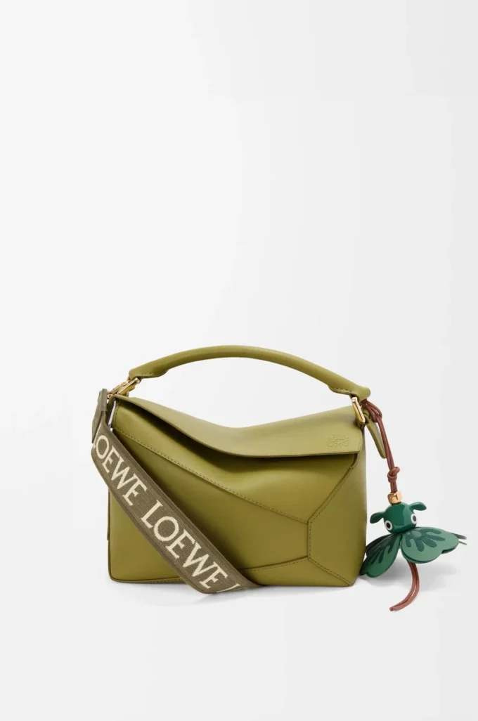 Cinturino Anagram in jacquard e pelle di vitello Dark Khaki