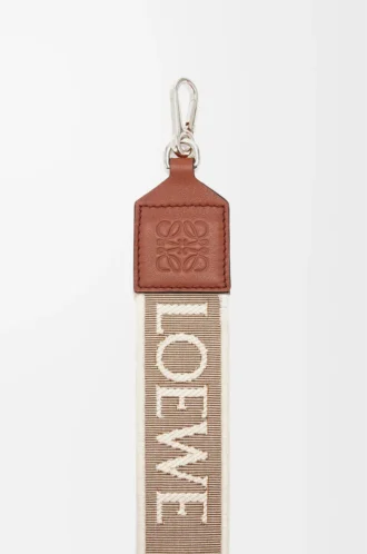 Cinturino Anagram in jacquard e pelle di vitello Natural/Tan/Palladium