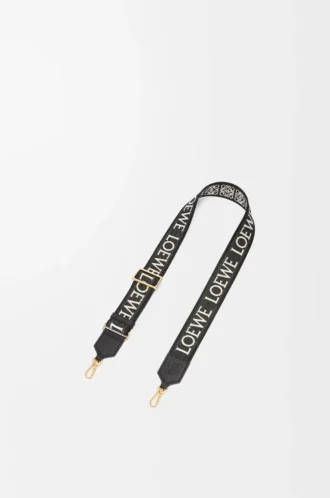 Cinturino Anagram in jacquard e pelle di vitello Nero/Oro