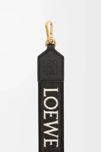 Cinturino Anagram in jacquard e pelle di vitello Nero/Oro