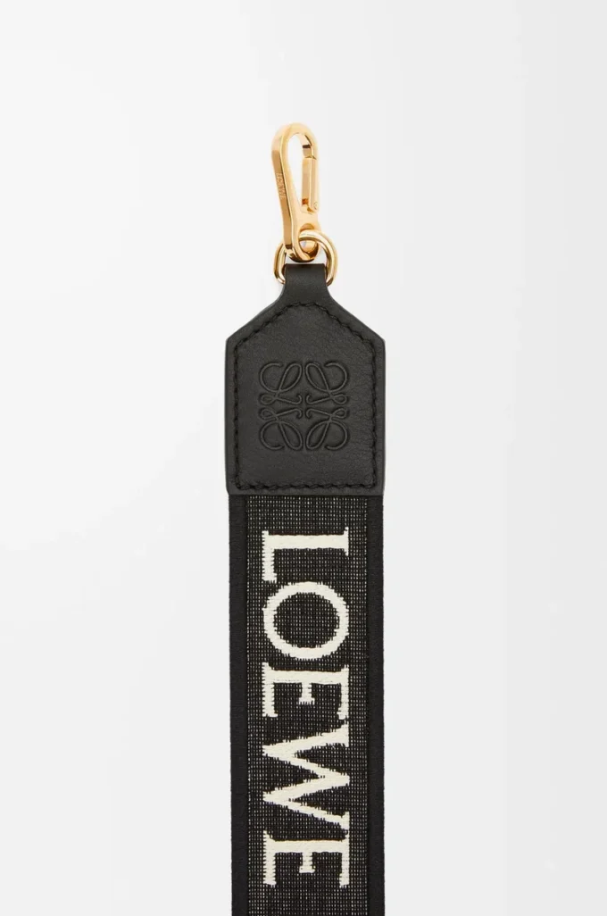 Cinturino Anagram in jacquard e pelle di vitello Nero/Oro