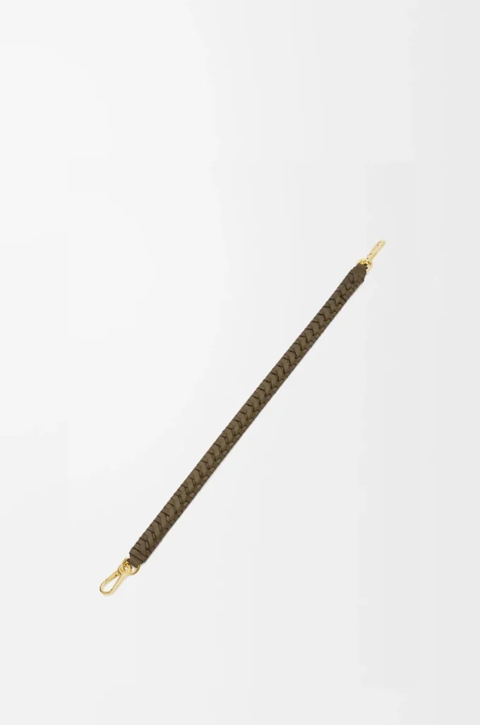 Cinturino intrecciato a spirale in classica pelle di vitello Dark Khaki Cinturino intrecciato a spirale in classica pelle di vitello Dark Khaki