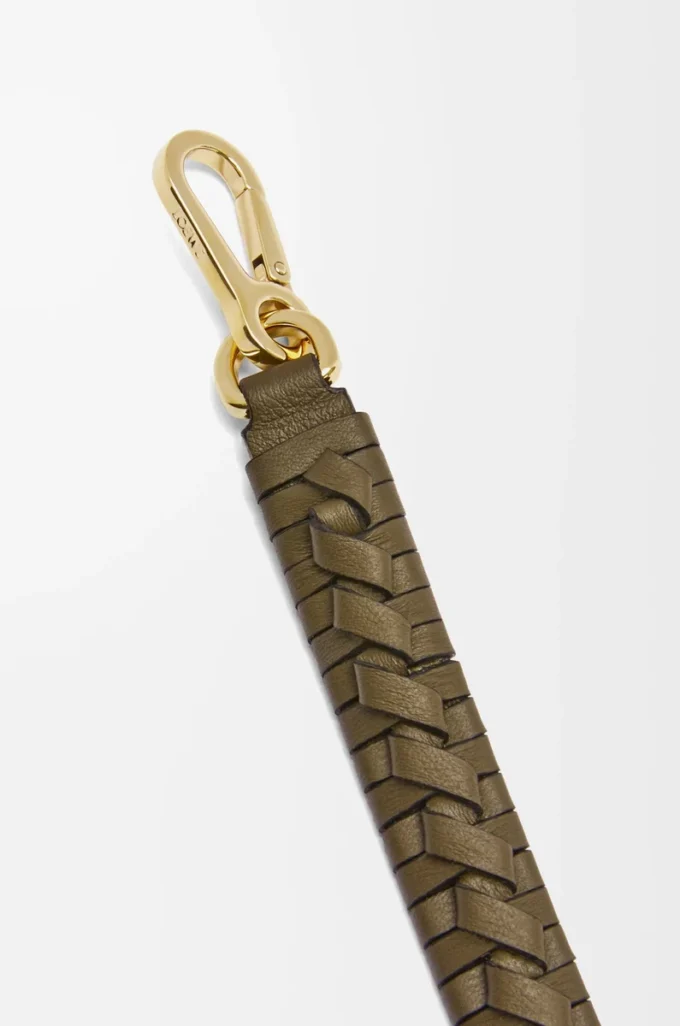 Cinturino intrecciato a spirale in classica pelle di vitello Dark Khaki Cinturino intrecciato a spirale in classica pelle di vitello Dark Khaki
