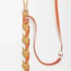 Cinturino sottile intrecciato in pelle di vitello classica Soft White/Maple Orange