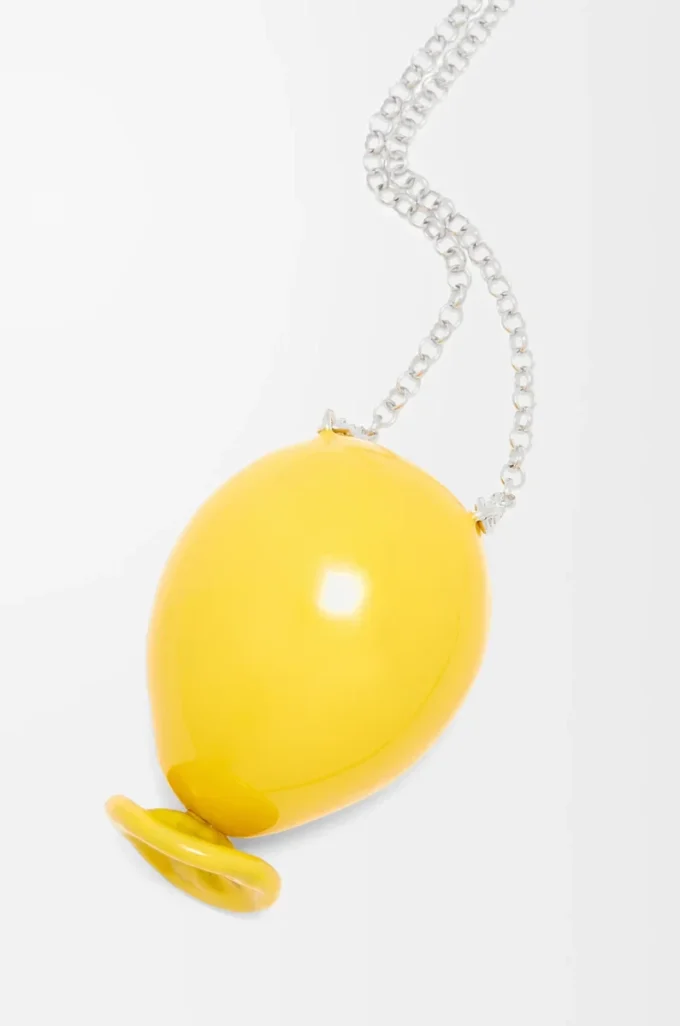 Ciondolo a forma di palloncino in argento sterling e smalto giallo Ciondolo a forma di palloncino in argento sterling e smalto giallo