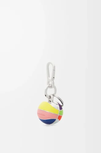 Ciondolo a forma di pallone da basket in pelle di vitello e metallo Multicolore