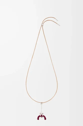 Ciondolo Acrobata seduto in argento sterling e cristalli Argento/Borgogna