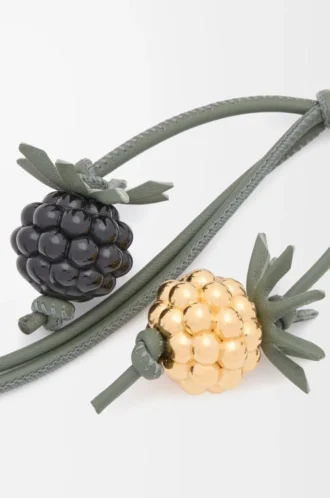Ciondolo Berry in pelle di vitello classica Nero/Verde