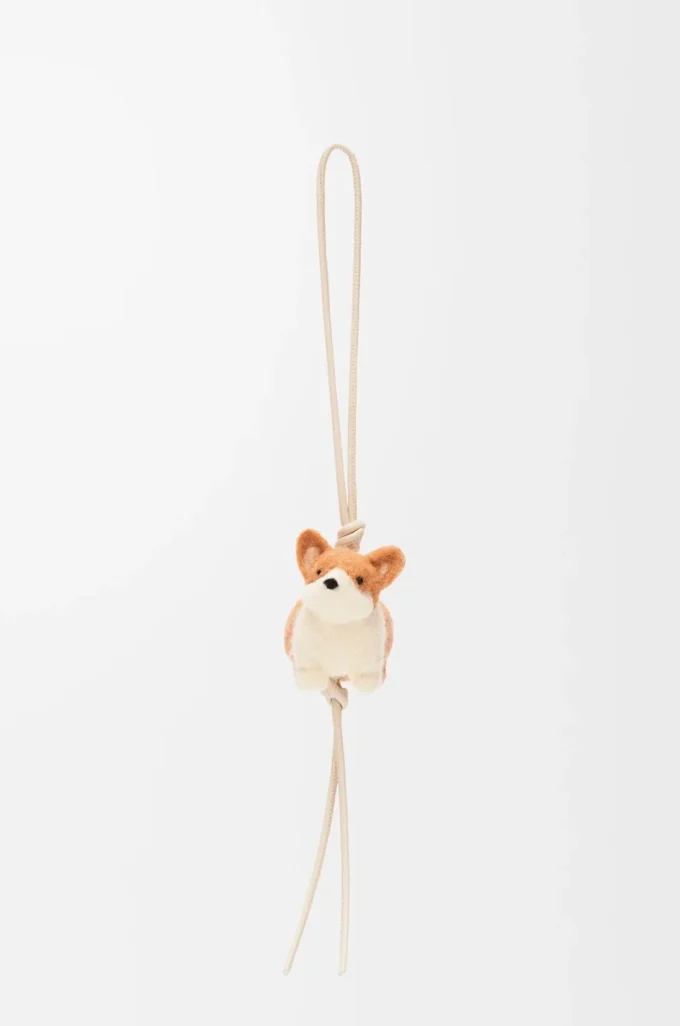 Ciondolo Corgi in feltro e pelle di vitello Soft White/Orange Ciondolo Corgi in feltro e pelle di vitello Soft White/Orange