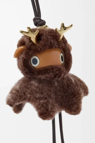 Ciondolo Fawnie in shearling marrone