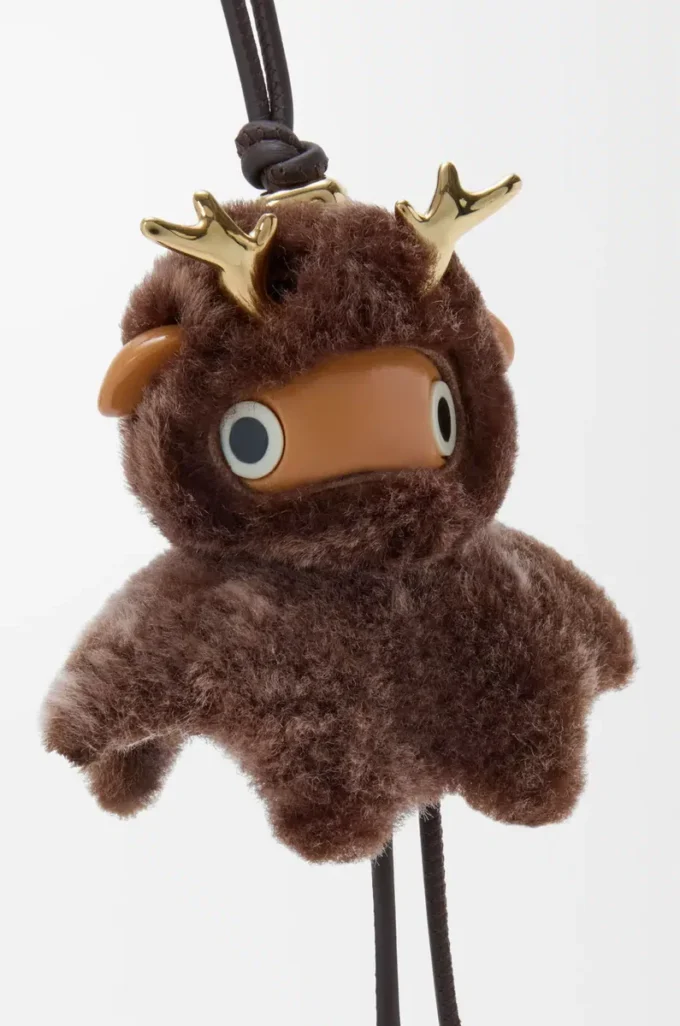 Ciondolo Fawnie in shearling marrone