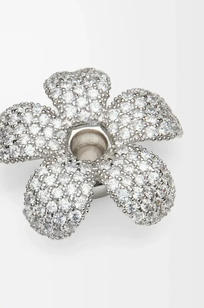 Ciondolo Flower Hat in argento sterling e cristalli Argento/Bianco Ciondolo Flower Hat in argento sterling e cristalli Argento/Bianco