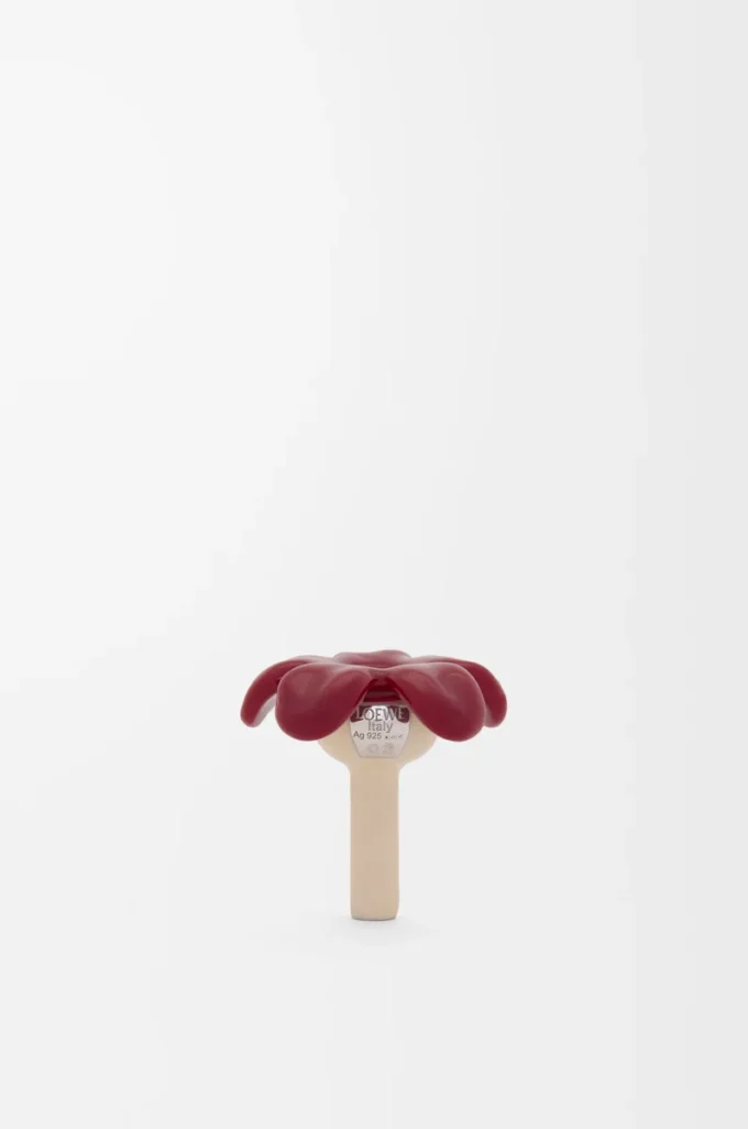 Ciondolo Flower Seat in argento sterling Argento/Borgogna Ciondolo Flower Seat in argento sterling Argento/Borgogna