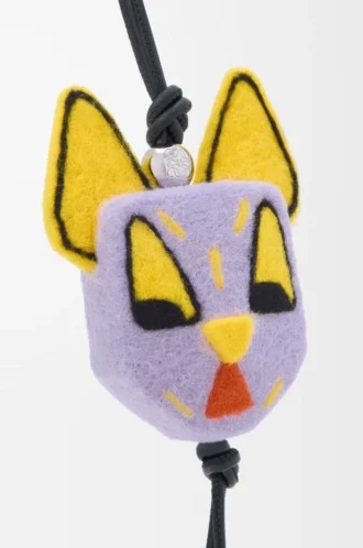 Ciondolo gatto in feltro viola/giallo