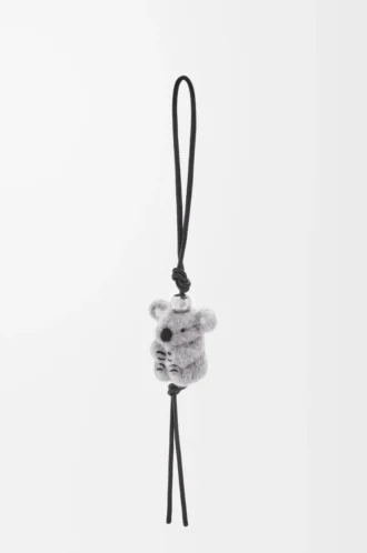 Ciondolo koala in feltro e pelle di vitello grigio chiaro/nero Ciondolo koala in feltro e pelle di vitello grigio chiaro/nero