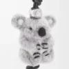 Ciondolo koala in feltro e pelle di vitello grigio chiaro/nero
