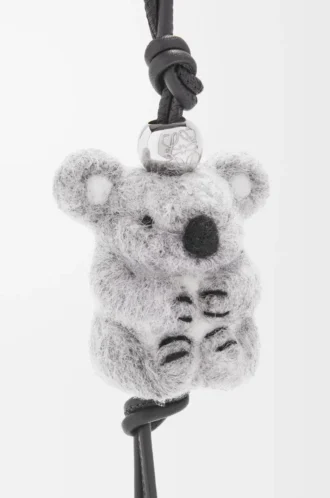 Ciondolo koala in feltro e pelle di vitello grigio chiaro/nero Ciondolo koala in feltro e pelle di vitello grigio chiaro/nero