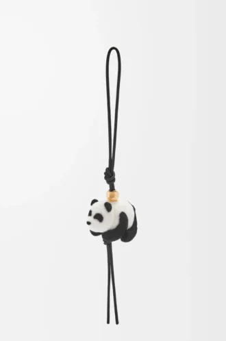 Ciondolo Panda in feltro e pelle di vitello Nero/Bianco