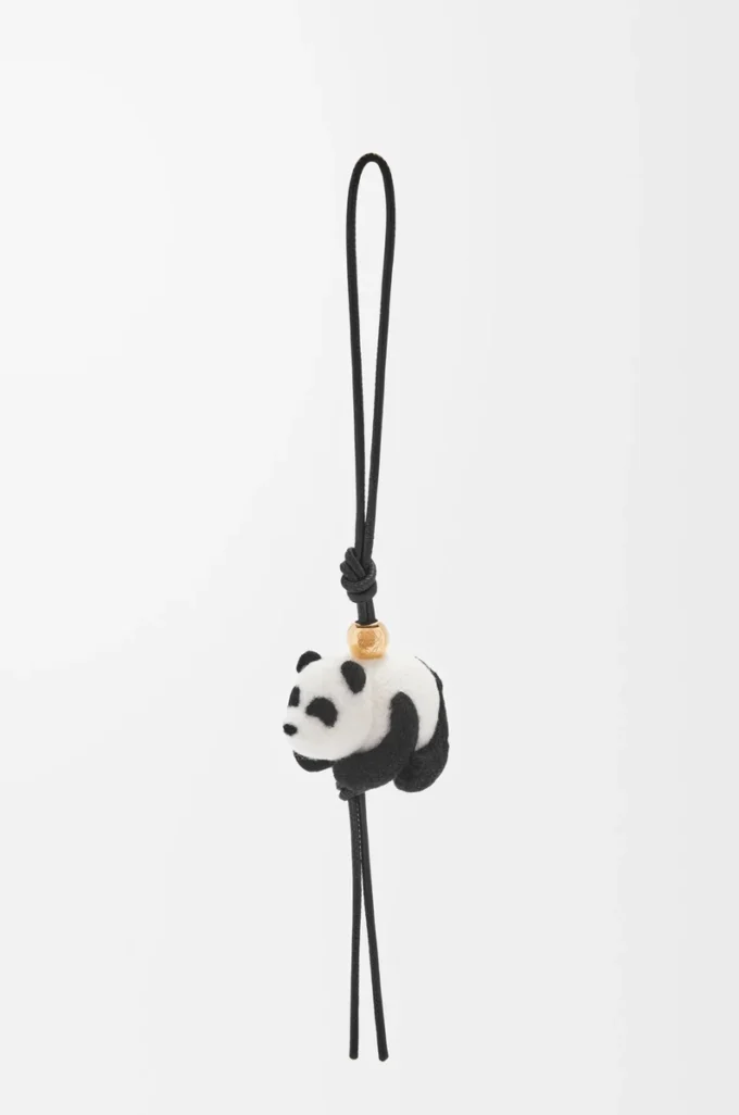 Ciondolo Panda in feltro e pelle di vitello Nero/Bianco