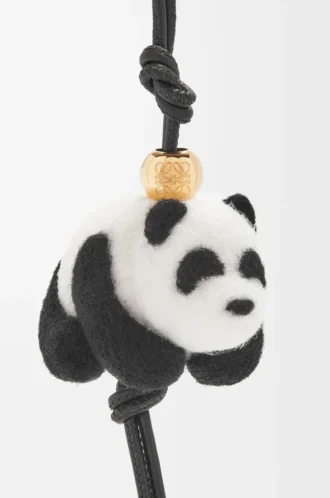 Ciondolo Panda in feltro e pelle di vitello Nero/Bianco
