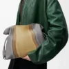 Clutch Flamenco media Landscape in pelle di vitello nappa Sparkling Grey/Butter