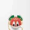 Clutch Knight Cat in metallo e pelle di agnello nappa Sunrise Orange