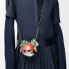 Clutch Knight Cat in metallo e pelle di agnello nappa Sunrise Orange