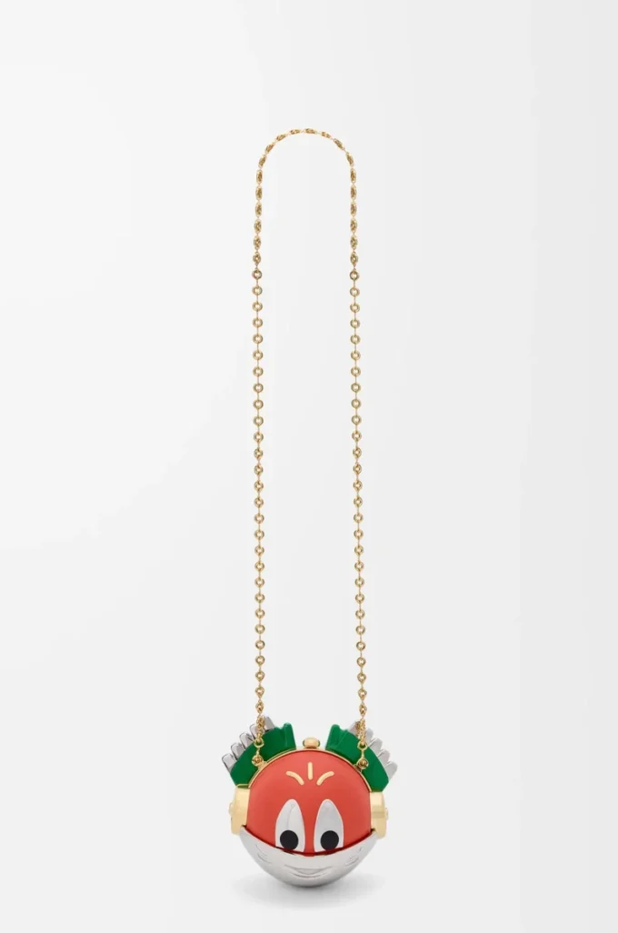 Clutch Knight Cat in metallo e pelle di agnello nappa Sunrise Orange